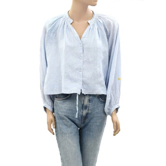 Kerri Rosenthal Buttondown Cropped Shirt Blouse Top Printed Oversized XS 270437 - Picture 1 of 7